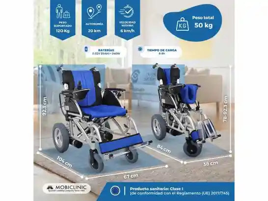 Sedia a Rotelle Elettrica in Alluminio Blu e Nera Mod. Lyra