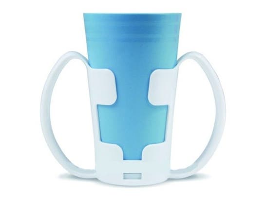 Portabicchieri bianco con doppia maniglia per una facile presa