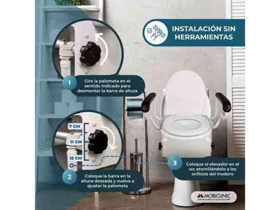 Rialzo per WC Tajo con braccioli ribaltabili, regolabile in altezza 40cm ausilio per disabili