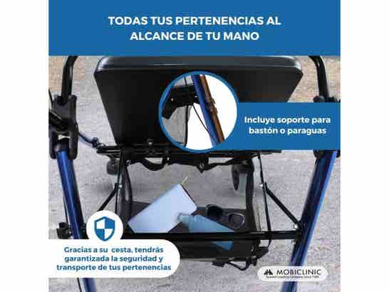 Rollator Rollator Modello Hércules, 4 Ruote, Cesta in Tessuto, Freni ausilio per disabili