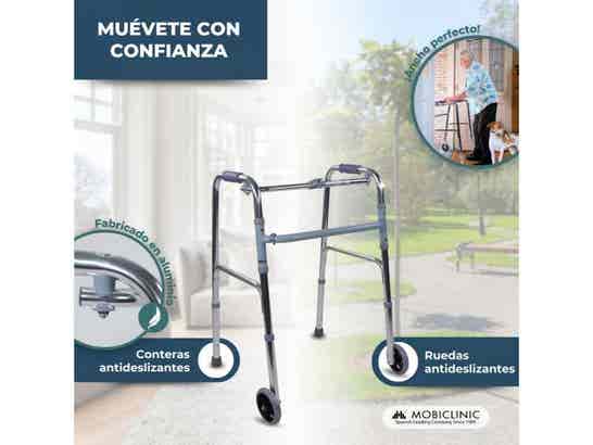 Rollator per anziani Mod. Capitel, 2 ruote, alluminio, finitura argento ausilio per disabili
