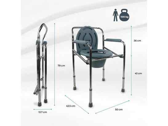 Sedia Orinale Regolabile in Acciaio Mod. Puente Colore Grigio ausilio per disabili