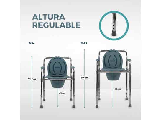 Sedia Orinale Regolabile in Acciaio Mod. Puente Colore Grigio ausilio per disabili