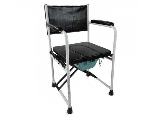 Sedia WC Pieghevole in Acciaio Mod. Ebro Bianco e Nero 100 kg ausilio per disabili