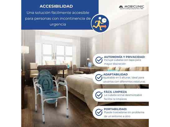 Sedia WC in acciaio regolabile senza ruote Mod. Arroyo bianca ausilio per disabili