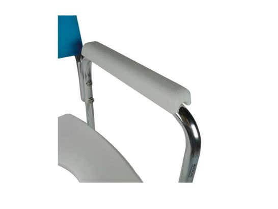 Sedia WC per bagno in alluminio con ruote, colore blu, Mod. Manzanares ausilio per disabili