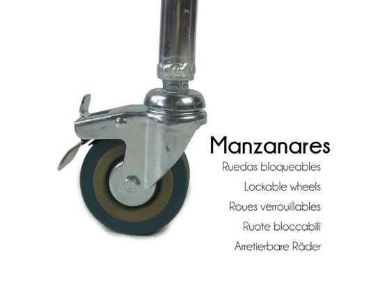 Sedia WC per bagno in alluminio con ruote, colore blu, Mod. Manzanares ausilio per disabili