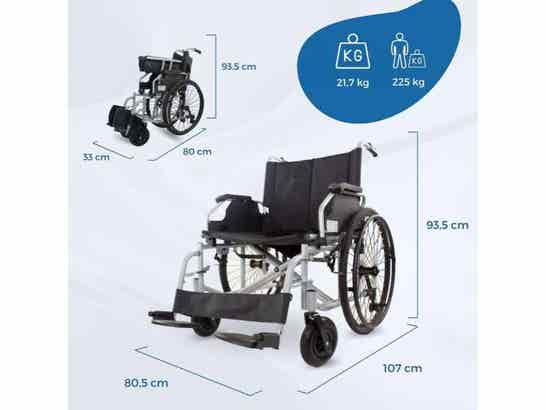Sedia a Rotelle Bariatrica Autopropulsabile 24" fino a 225kg (60cm) ausilio per disabili