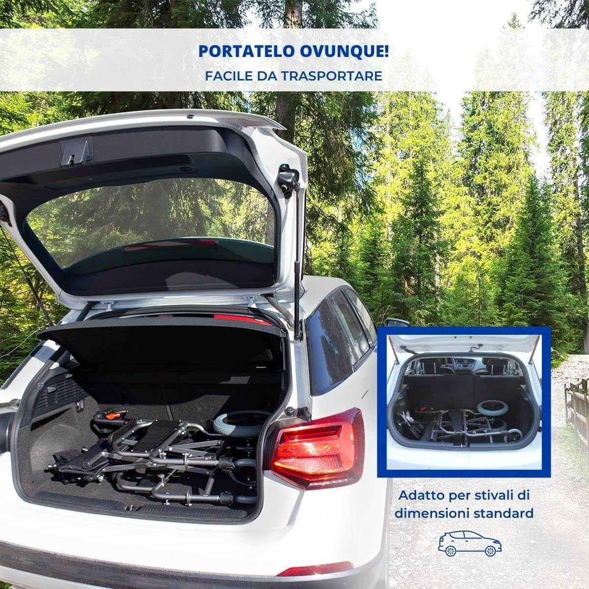 , Sedia a Rotelle, Museo, Sedia Di Transito, Pieghevole, Alluminio, Freno Sulle Maniglie ausilio per disabili