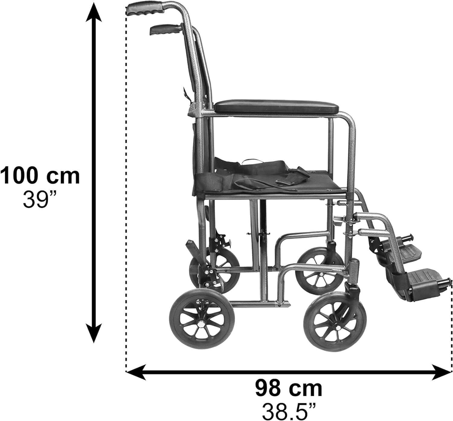 Sedia a Rotelle Pieghevole Leggera (Sedia Stretta 38 Cm) ausilio per disabili