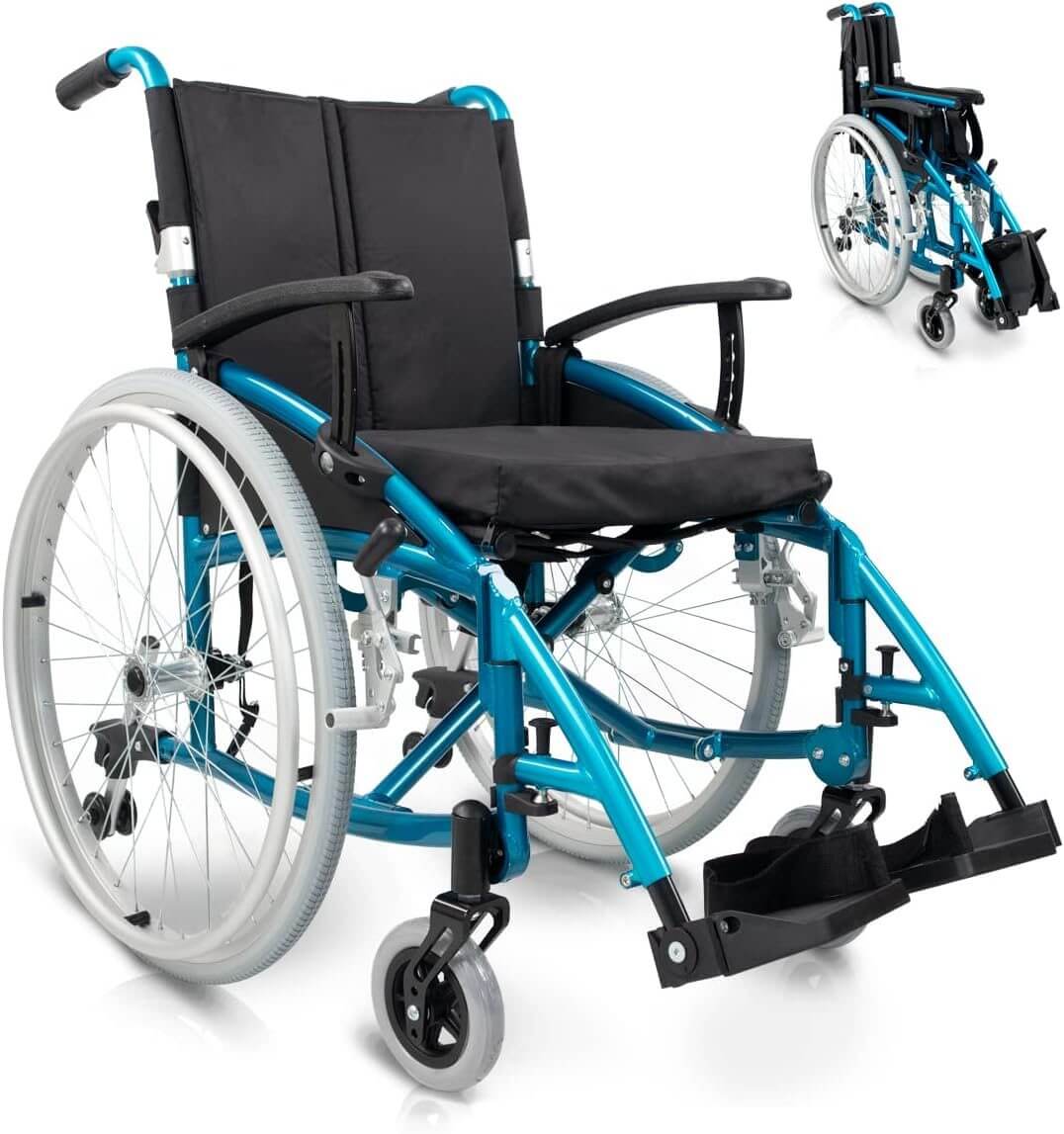 Sedia a Rotelle Pieghevole, Venecia, Ruote Estraibili Con Un Solo Pulsante ausilio per disabili