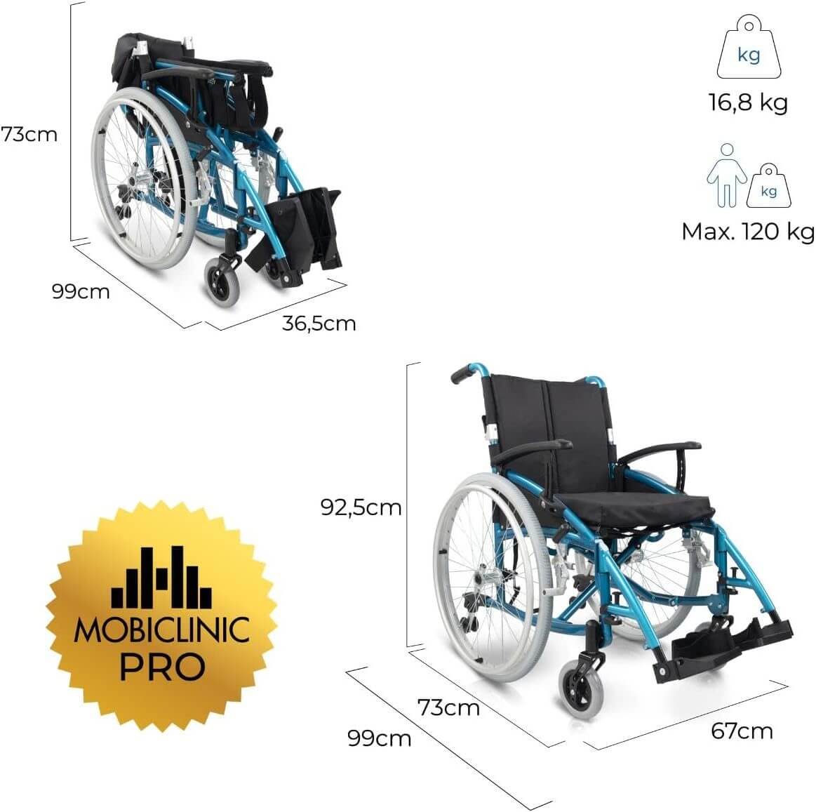 Sedia a Rotelle Pieghevole, Venecia, Ruote Estraibili Con Un Solo Pulsante ausilio per disabili