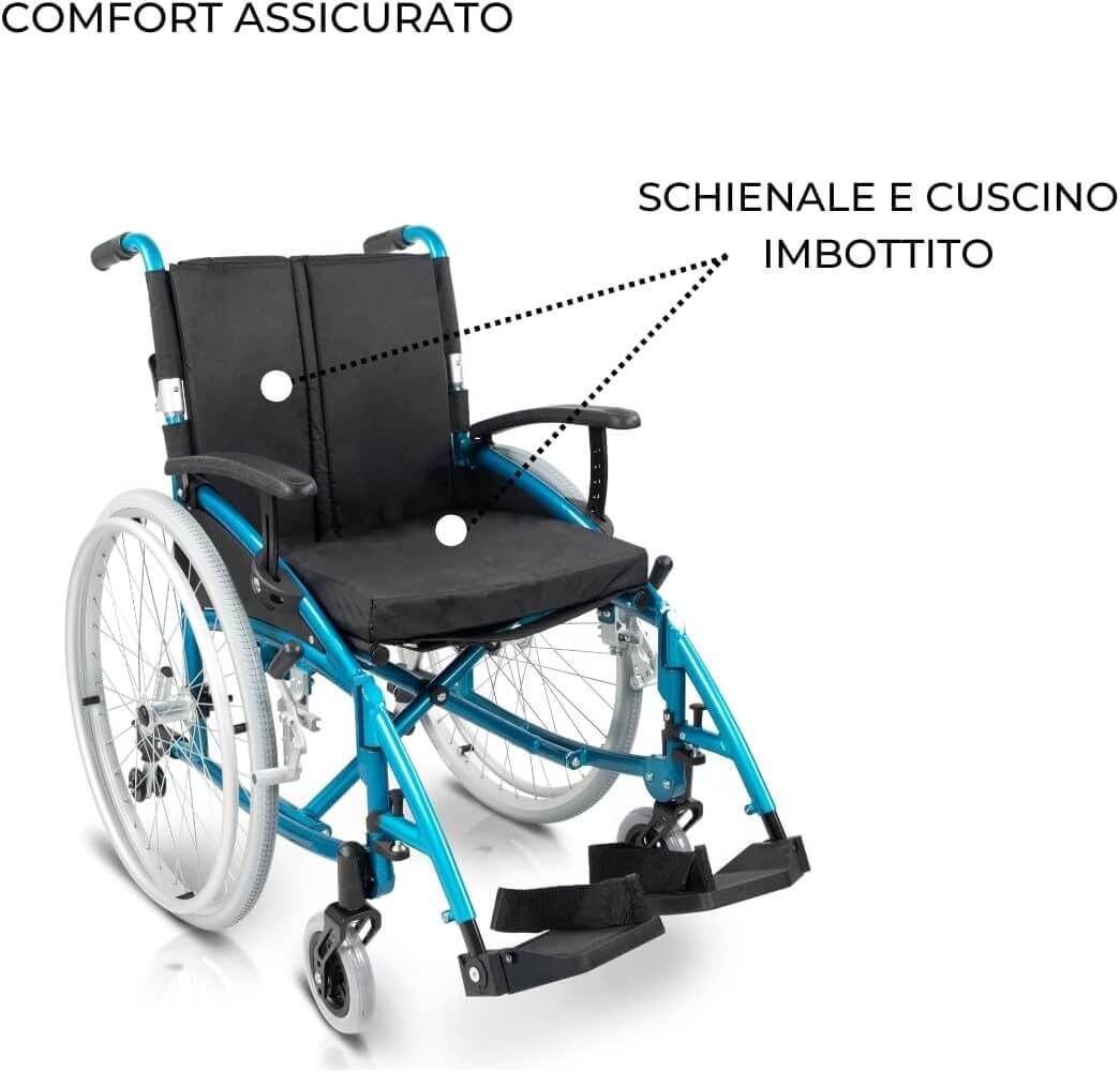 Sedia a Rotelle Pieghevole, Venecia, Ruote Estraibili Con Un Solo Pulsante ausilio per disabili