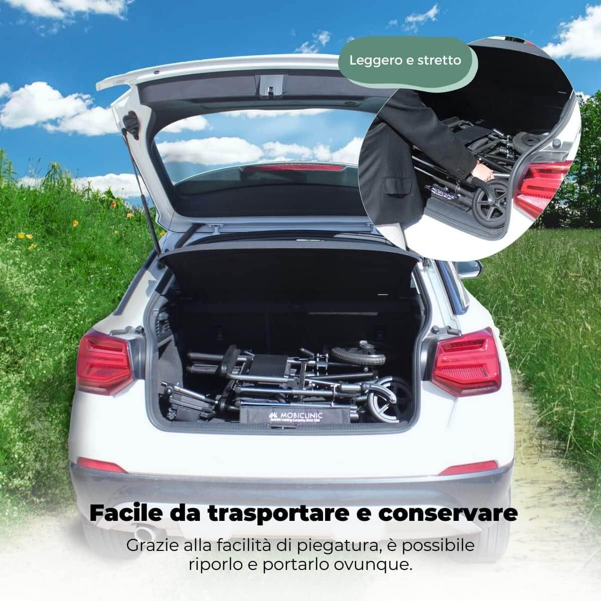 Sedia a Rotelle, S230, Pieghevole E Leggera, Seduta 40 Cm ausilio per disabili