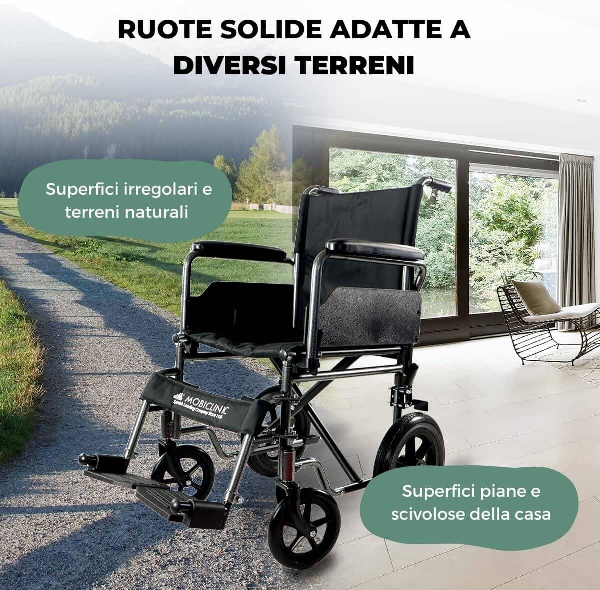 Sedia a Rotelle, S230, Pieghevole E Leggera, Seduta 40 Cm ausilio per disabili