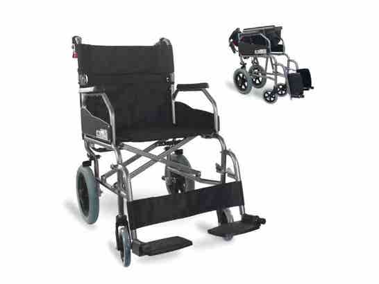 Sedia a rotelle Museo in alluminio con schienale nero ausilio per disabili