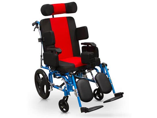 Sedia a rotelle Neurologica, appoggia piedi, braccioli e schienale regolabili ausilio per disabili