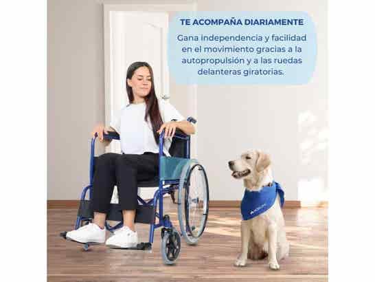 Sedia a rotelle Plegable 46 cm Ancho Azul Alcázar, Traslados 100 kg ausilio per disabili
