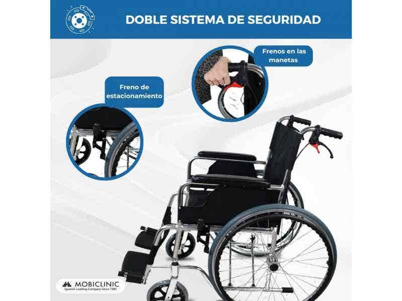 Sedia a rotelle Plegable de Aluminio Palacio, Asiento 46 cm, Negro, 100 kg ausilio per disabili