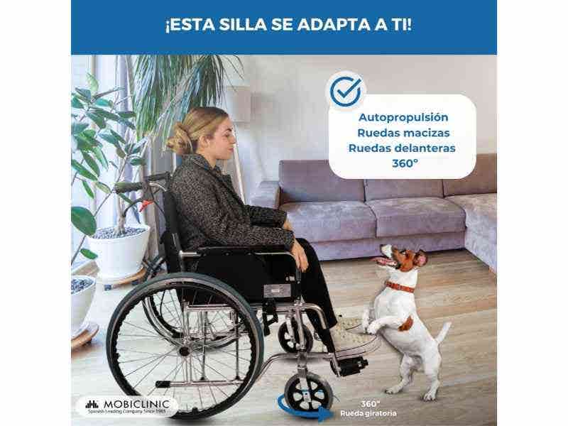 Sedia a rotelle Plegable de Aluminio Palacio, Asiento 46 cm, Negro, 100 kg ausilio per disabili