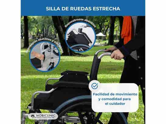 Sedia a rotelle Plegable Ópera, Aluminio, Asiento 46 cm, Color Nero ausilio per disabili