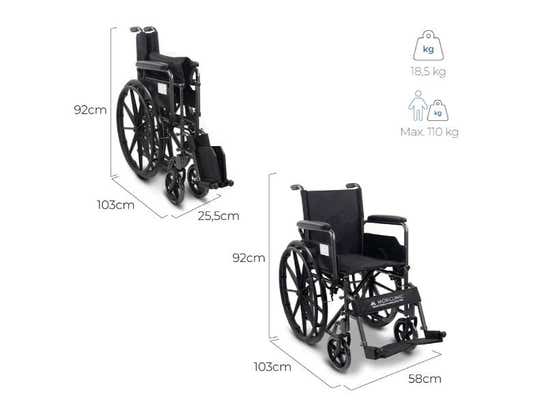 Sedia a rotelle S220 Sevilla in acciaio con ruote grandi, 110 kg ausilio per disabili