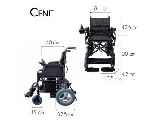 Sedia a rotelle elettrica pieghevole in acciaio nera Mod. Cenit ausilio per disabili