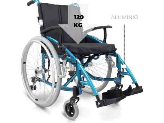 Sedia a rotelle in alluminio 24" modello Venecia 43 cm (turchese) ausilio per disabili