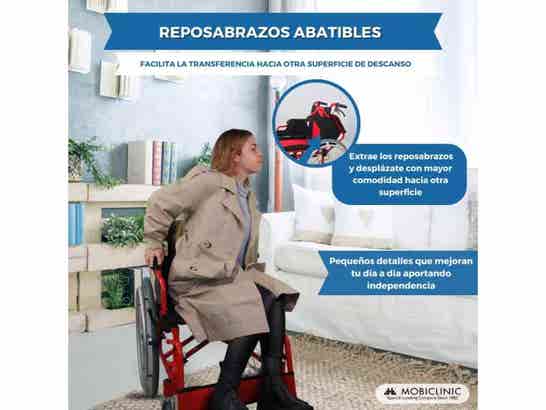 Sedia a rotelle in alluminio Torre rossa e nera, max 100 kg ausilio per disabili