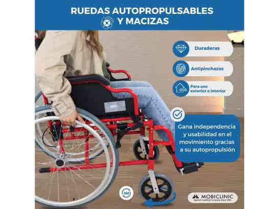 Sedia a rotelle in alluminio Torre rossa e nera, max 100 kg ausilio per disabili