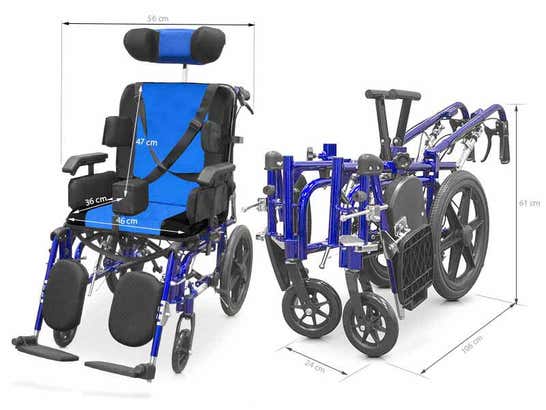 Sedia a rotelle neurologica estendibile, larghezza seduta 46 cm ausilio per disabili