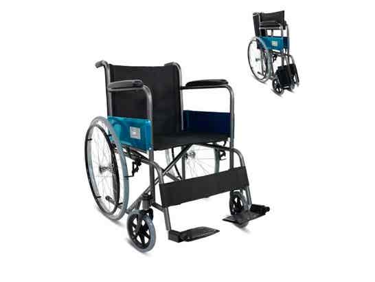 Sedia a rotelle pieghevole 46 cm Nera Modello Alcázar, 100 kg massimo ausilio per disabili