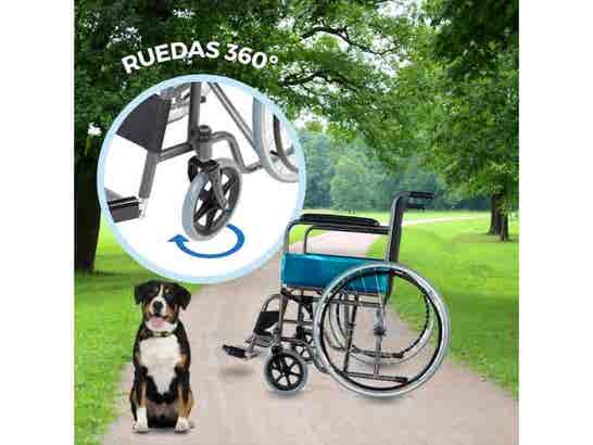 Sedia a rotelle pieghevole 46 cm Nera Modello Alcázar, 100 kg massimo ausilio per disabili