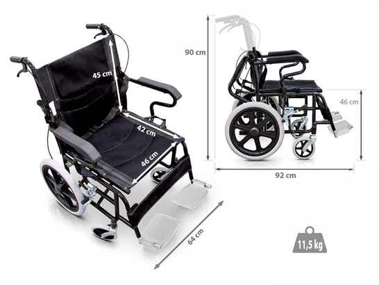 Sedia a rotelle pieghevole con braccioli fissi ausilio per disabili