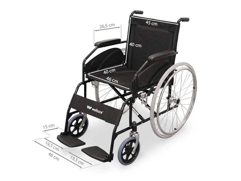 Sedia a rotelle pieghevole in acciaio Wellcore ausilio per disabili