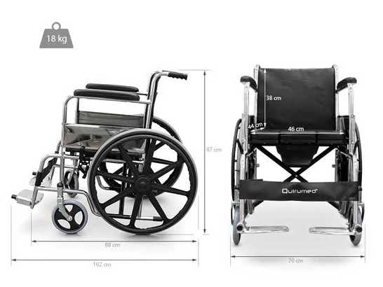 Sedia a rotelle pieghevole in acciaio con WC ausilio per disabili