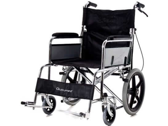 Sedia a rotelle pieghevole in acciaio cromato per trasferimento ausilio per disabili