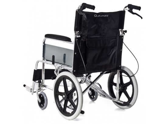 Sedia a rotelle pieghevole in acciaio cromato per trasferimento ausilio per disabili