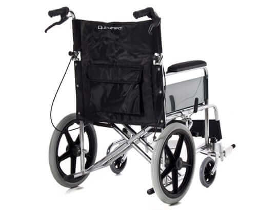 Sedia a rotelle pieghevole in acciaio cromato per trasferimento ausilio per disabili