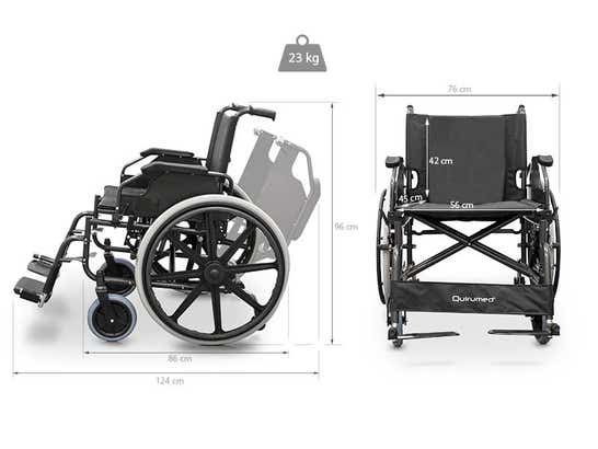 Sedia a rotelle pieghevole larghezza seduta speciale di 56 cm ausilio per disabili