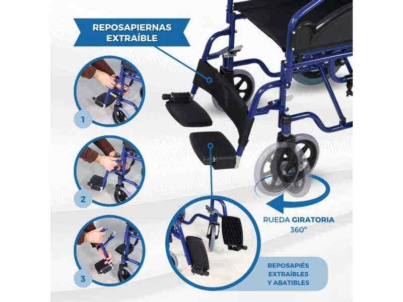 Sedia a rotelle pieghevole nera modello Maestranza, 45 cm, 100 kg ausilio per disabili