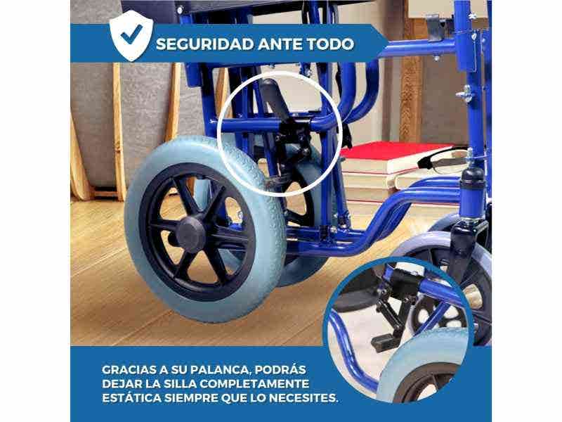 Sedia a rotelle pieghevole nera modello Maestranza, 45 cm, 100 kg ausilio per disabili