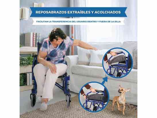 Sedia a ruote Maestranza Blu in acciaio fino a 100 kg ausilio per disabili