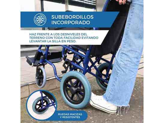 Sedia a ruote Maestranza Blu in acciaio fino a 100 kg ausilio per disabili