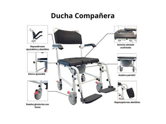 Sedia comoda in alluminio COMPAGNA per wc e doccia ausilio per disabili