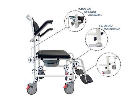 Sedia comoda in alluminio COMPAGNA per wc e doccia ausilio per disabili