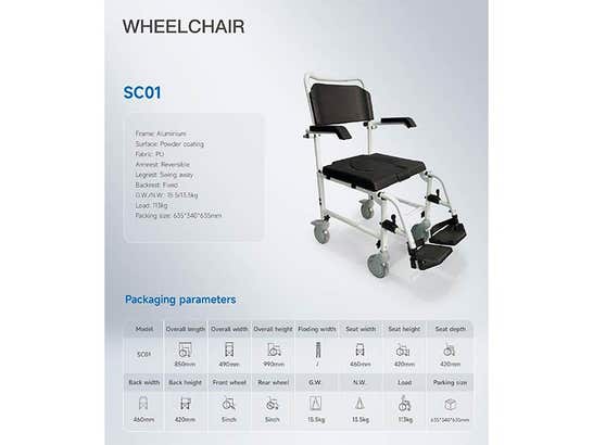 Sedia comoda in alluminio COMPAGNA per wc e doccia ausilio per disabili