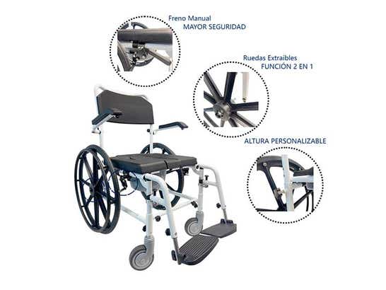 Sedia comoda in alluminio LIBERA per wc e doccia ausilio per disabili