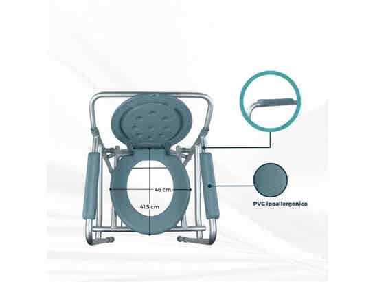Sedia con WC Pieghevole in Alluminio Regolabile Modell Mar ausilio per disabili