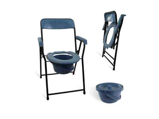 Sedia con WC Timón in acciaio nero e bianco, con schienale, senza coperchio ausilio per disabili